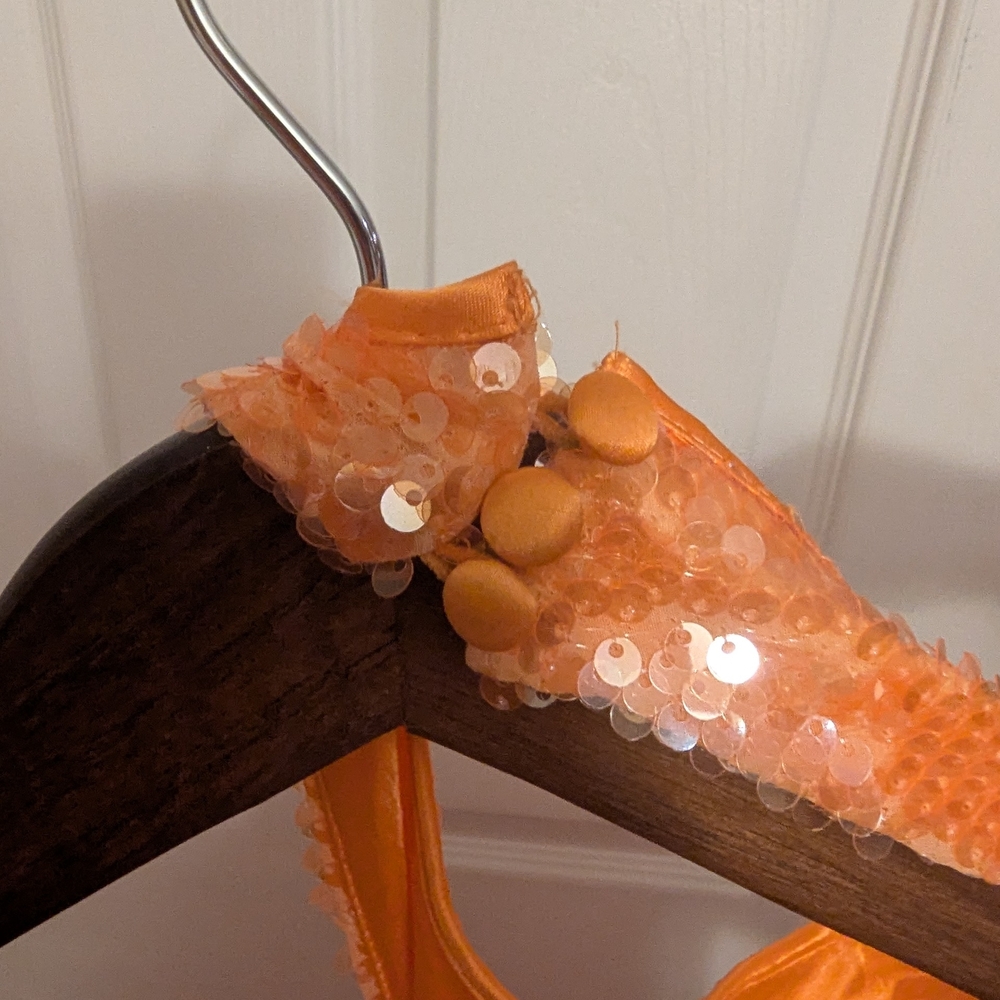 Caroline Constas Shimmering Orange Sequin Midi Dress - Picture 6 of 9